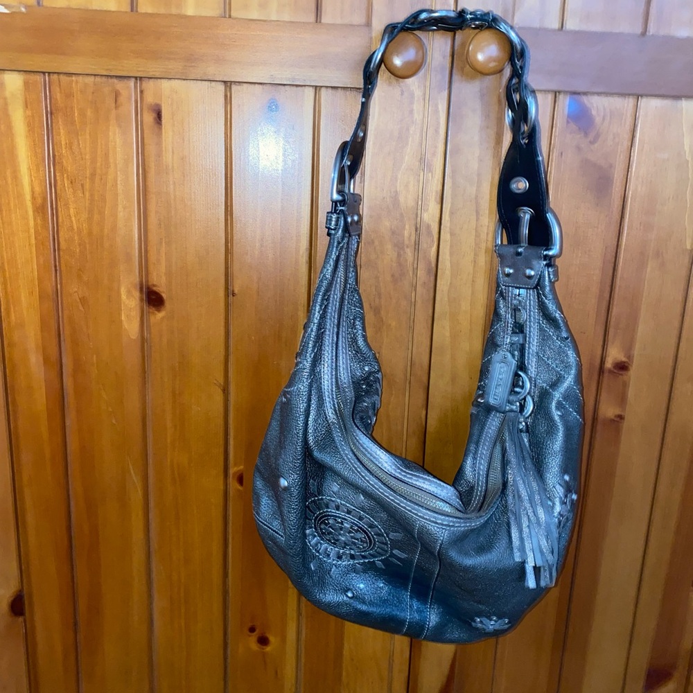 Coach Metallic Silver Hobo Bag